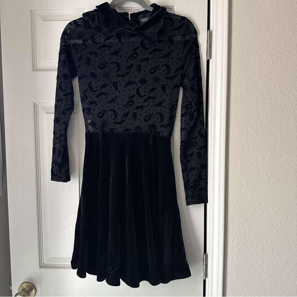 Collectif Halloween Dress Collar Velvet Mesh Top Size Small *no Belt